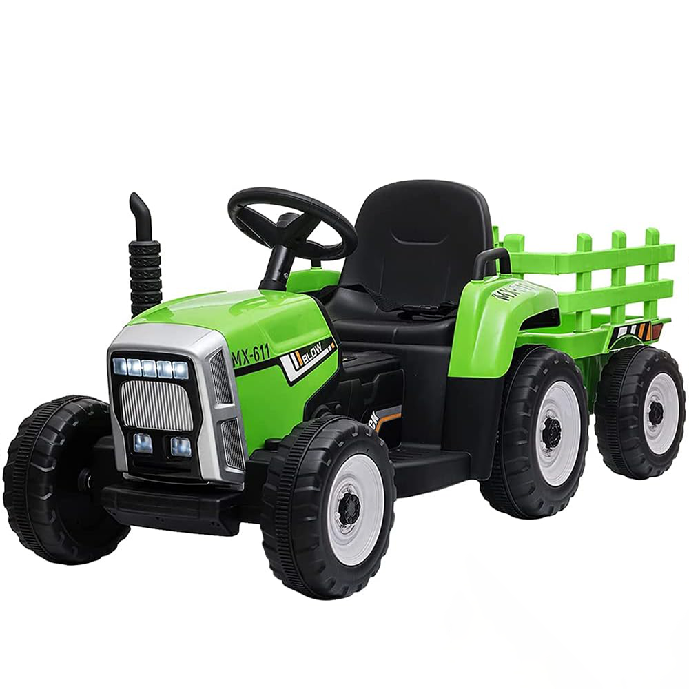 Garvee 12V Kids Ride On Tractor With Trailer & Remote Control, Toddler Electric Vehicle Car, 25W Green, For 3-6 Years