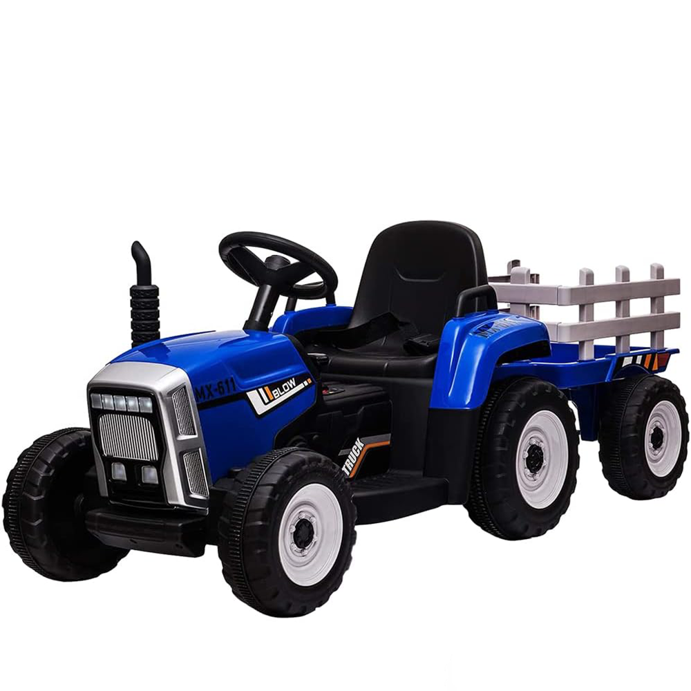 Garvee Ride - P Series: 12V Electric Tractor & Trailer for Kids, 3-6 Yrs - With RC - Blue / 25W