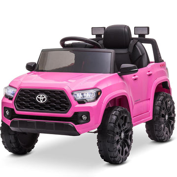 Garvee Officially Licensed Toyota Tacoma 12V Kids Electric Ride-On Truck – Remote Control, Season Suspension, Safety Belt, LED Headlights, Gentle Start, Battery Powered Car for Children Ages 3-8 – Pink