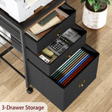Garvee File Cabinet With 3 Drawers Mobile Filing Cabinet For Home Office Under Desk Storage Black