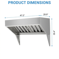 Garvee 4FT Commercial Grade Stainless Steel Vent Hood, 201 Rust-Resistant Exhaust Hood, Wall-Mounted for Restaurant, Food Truck, Commercial Kitchen, Silver