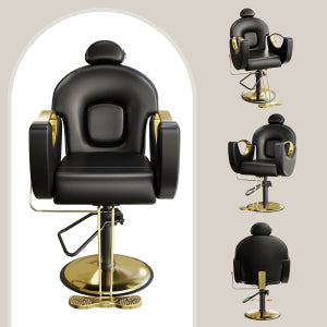 Garvee Hydraulic Reclining Barber Chair for Entryway – 360° Swivel, Adjustable Height, Heavy Duty PU Leather, Comfortable & Easy to Clean, Metal Base, Ideal for Home or Salon Storage – Black