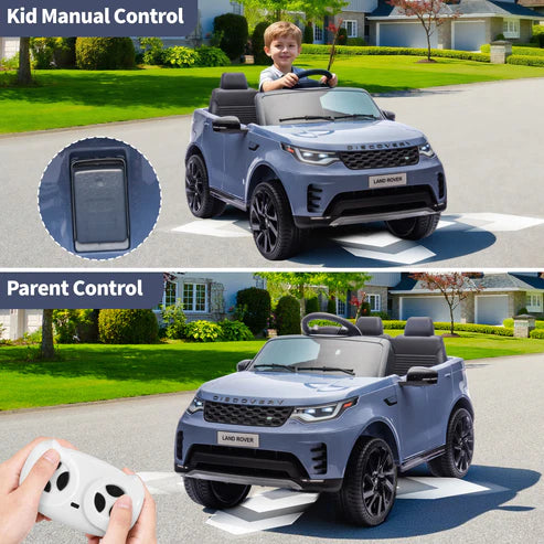 Garvee Ride P Series 12V Kids Ride On Car Land Rover Style Dual Motors 3 Speed Modes 4.5Ah Battery Safety Seatbelt Remote Control Black Outdoor Play - Light Blue