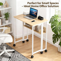 Garvee Folding Desk Small Rolling Desk with Storage Shelf for Home Office and Study, 24.8 Inch, Foldable, Space-Saving, with Wheels