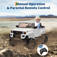 Garvee Toyota Licensed 24V Kids Ride-On Car 2-Seater Electric Off-Road Truck with Remote Control Bluetooth Music LED Lights Working Shovel