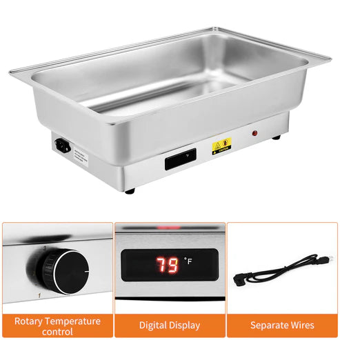 Garvee 9QT(2×1/2Pan) Plat de Chauffe Électrique avec Contrôle de la Température, Serveurs et Chauffe-Plats de Buffet en Acier Inoxydable, Ensemble de Plats de Chauffe Électriques avec Contrôle de la Température pour la Restauration