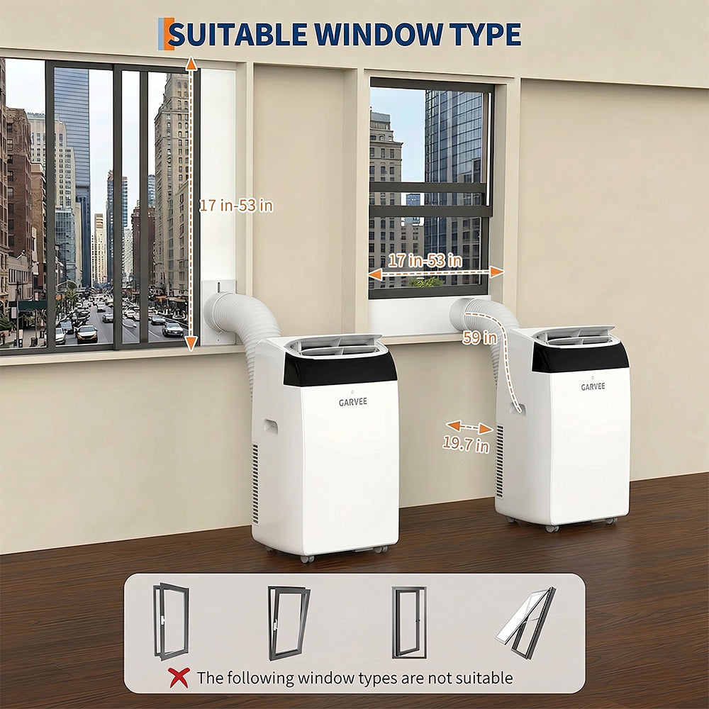 Garvee 14,000 BTU 3-in-1 Portable Air Conditioner with Dehumidifier & Fan, Portable AC Units Cools up to 750 Sq. Ft., Remote Control, Auto Swing, Sleep Mode, White Top