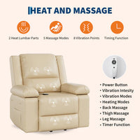 Garvee PU Leather Power Lift Recliner Chair with Massage and Heat, 8-Point Vibration, Adjustable Back and Leg Support, Electric Lift Chair Designed for Mobility Aid Elderly Relaxation, Beige