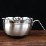 Garvee Stainless Steel Mixing Bowls with Handle Pour Spout Silicone Bottom Egg Bowl Baking Tool for Cooking Baking Black