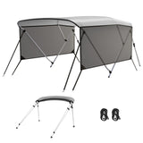 Garvee 3 Bow Bimini Top Boat Cover Sun Shade Waterproof 600D Polyester 1" Aluminum Frame Detachable Mesh Sidewalls Universal Fit - Grey