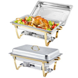 Garvee 2-Pack 8QT Stainless Steel Chafing Dishes Buffet Servers With Lids & Folding Stands For Parties Dinners Catering Events - Silver