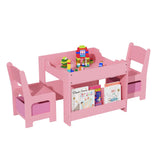 Garvee Kids Art Table and Chair Set 3-in-1 Activity Table With Detachable Tabletop for Home Daycare Playroom, 24.41" x 24.41" x 18.9", Multi-Color - Pink