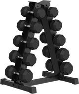 Garvee Premium Rubber Coated Hex Dumbbell Set with Stand for Home Fitness Strength Training 350LB Black