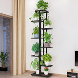 Garvee Metal Plant Stand 8 Tiers, Indoor Outdoor Corner Plant Holder, Dark Gray with Silver, Durable Iron, Compact Design - Dark Gray With Silver