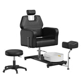 Garvee Pedicure Chair Portable 360° Rotation Adjustable Footrest Massage Bath Bowl Rolling Stool for Beauty Spa Salon Home Use Black - Black