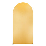 Garvee Wedding Arch Backdrop Cover Stretchy Spandex Wall Arch Covers Glitter Round Top Chiara for Wedding Birthday Party Baby Shower, 6ft-7.2ft, Gold Silver Fantasy Color - 6.6Ft Gold