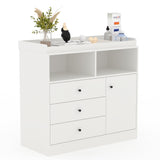 Garvee Changing Table Dresser Baby Classic Nursery Dresser with 3 Drawers 2 Open Shelves Cabinet Multi-Functional Diaper Changing Station White 37.4in