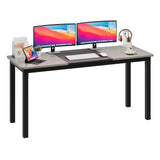 Garvee 63 in Computer Desk Large Office Desk Black Metal Frame Modern Simple Style Gaming Table Sturdy Write Desk Home Work Study - Black + Grey