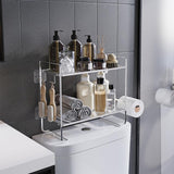 Garvee Over Toilet Bathroom Organizer 2-Tier Storage Shelf No Drilling Space-Saving White - Silver