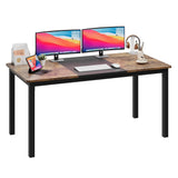 Garvee 63 In Computer Desk With Black Metal Frame, Large Office Desk For Home Work Study, Modern Simple Style, Sturdy Write Desk - Black & Vintage