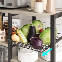 Garvee Large 6-Tier Kitchen Storage Rack with Power Outlet - Coffee Bar & Microwave Stand - Wire Drawer, Basket & Hutch - Utility Organizer - Grey