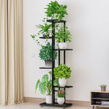 Garvee Plant Stand 6 Tier Metal Flower Pot Holder for Living Room Balcony Garden Patio, Black, Space-Saving Corner Design - Black
