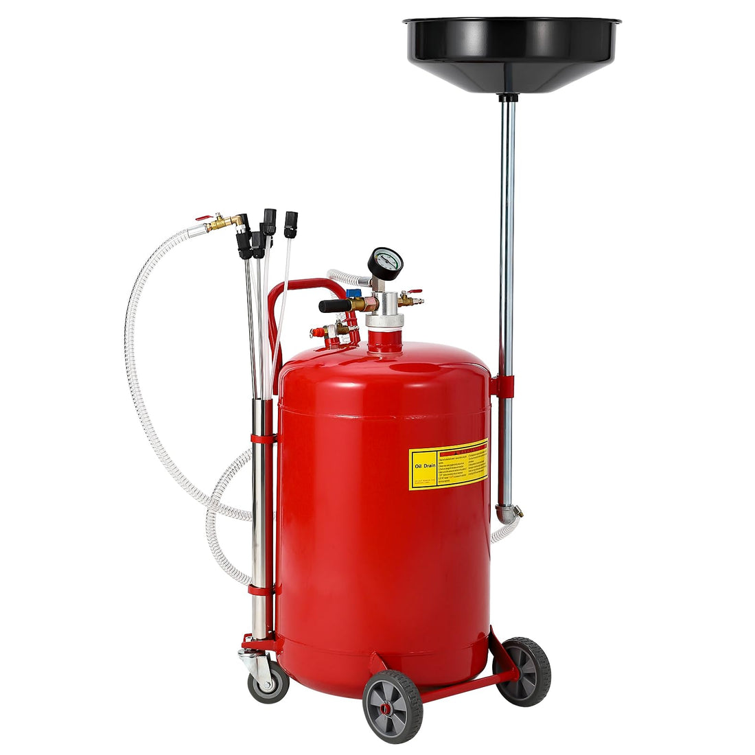 Garvee 20 Gallon Waste Oil Drain Tank with Wheels, Air Operated Drainer, Adjustable Funnel Height for Easy Oil Removal, Metal, Vertical Design