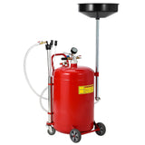 Garvee 20 Gallon Waste Oil Drain Tank with Wheels, Air Operated Drainer, Adjustable Funnel Height for Easy Oil Removal, Metal, Vertical Design - Red
