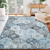 Garvee Washable Moroccan Blue Rug 5x7 - Ultra Soft Faux Wool, Non-Slip, Stain-Resistant, Low Pile - Ideal for Living Room, Bedroom, Office - Grey-Blue