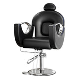 Garvee Barber Salon Chair Reclining Hydraulic Pump 360° Swivel Height Adjustable 330 LBS Black Silver - Black & Silver