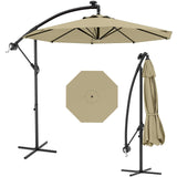 Garvee 10' Cantilever Umbrella with 360 Rotating Base, UV Protection Offset Patio Umbrella 10 Ribs Outdoor Sun Shade with Easy Tilt Adjustment for Backyard, Lawn, Garden, Beige - Beige