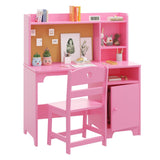 Garvee Kids Desk & Chair Set with Hutch, Storage Cabinet, Wooden Writing Table for Kids Bedroom & Study Room, 3-8 Years, Natural Wood - Pink2