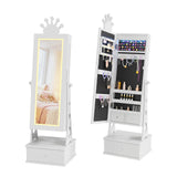 Garvee Kids Jewelry Armoire Cabinet With Full-Length Mirror, 3 Drawers, Princess Theme, 28x8 Inches, Pink - White