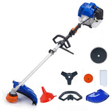 Garvee 52Cc Gas Powered Weed Wacker 3-in-1 String Trimmer Brush Cutter 17" Cutting Path Shoulder Strap Anti-Vibration Handle - Blue
