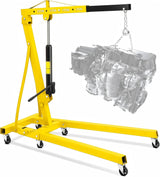 Garvee 2 Ton Engine Hoist Folding Hydraulic Cherry Picker for Warehouse Garage Workshop Yellow - Yellow