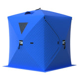 Garvee Insulated Pop-Up Ice Fishing Tent, 3-4 Person Portable Hub-Style Tent, Windproof Thermal Shanty, 420D 3-Layer Fabric, Winter Fishing, Compact Lightweight - Blue
