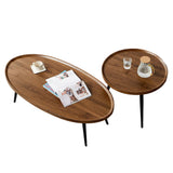 Garvee Nesting Coffee Table Set of 2 Walnut Mid Century Modern Living Room Small Spaces 31.5x21.65" & 19.68" Walnut
