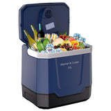 Garvee 35 Quart Electric Cooler & Warmer Portable Car Refrigerator With Automatic Locking Handle For Vehicle & Home Use Blue - Blue