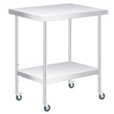 Garvee Stainless Steel Prep Table with Adjustable Undershelf and 4 Caster Wheels for Commercial Use, 24 x 30 Inches, Silver - 30*24