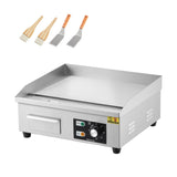 Garvee Stainless Steel Electric Griddle 18in Commercial Flat Top Grill 1600W Non-Stick Teppanyaki for Kitchen BBQ