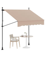 Garvee 118 in Manual Retractable Awning, Adjustable Patio Sunshade Shelter, Beige, Outdoor UV Protection - Beige