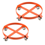 Garvee 55 Gallon Drum Dolly Heavy-Duty Steel 4 Caster Wheels 1000 LBS Capacity Orange (2 Pack)