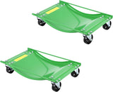 Garvee Car Wheel Dolly Jack Set 1500LBS Capacity Steel Twin Rollers Foot Pedal Auto Repair Tire Moving Set of 2 - Green
