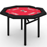 Garvee 48" Poker Table Foldable 8-Player Casino Table with Padded Rails Stainless Steel Cup Holders Folding Metal Legs Octagon Red