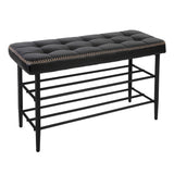 Garvee Shoe Rack Bench Waxy Leather Entryway Storage 31.89" L Black