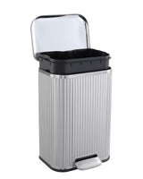 Garvee 3.2 Gal Bathroom Trash Can, Stainless Steel Step Garbage Can with Soft-Close Lid, Rectangular Fluted Design for Office, Silver