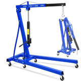 Garvee 2-Ton Folding Engine Hoist Hydraulic Shop Crane Lift With 6 Casters Telescopic Boom For Garage Workshop Factory Heavy-Duty Blue - Blue