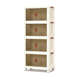 Garvee Plastic Stackable Storage Bins 4 Pack 72QT Folding Storage Boxes with Doors and Wheels for Home and Bedroom, Transparent