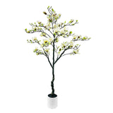 Garvee Magnolia Artificial Tree 180cm White Flowers Indoor Outdoor Decor Heavy Pot Weatherproof