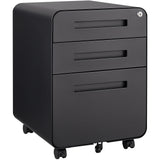 Garvee 3 Drawer Mobile File Cabinet with Lock, Under Desk Metal Filing Cabinet for Home Office, A4/Letter/Legal Size, Fully Assembled, Black - Matte Black